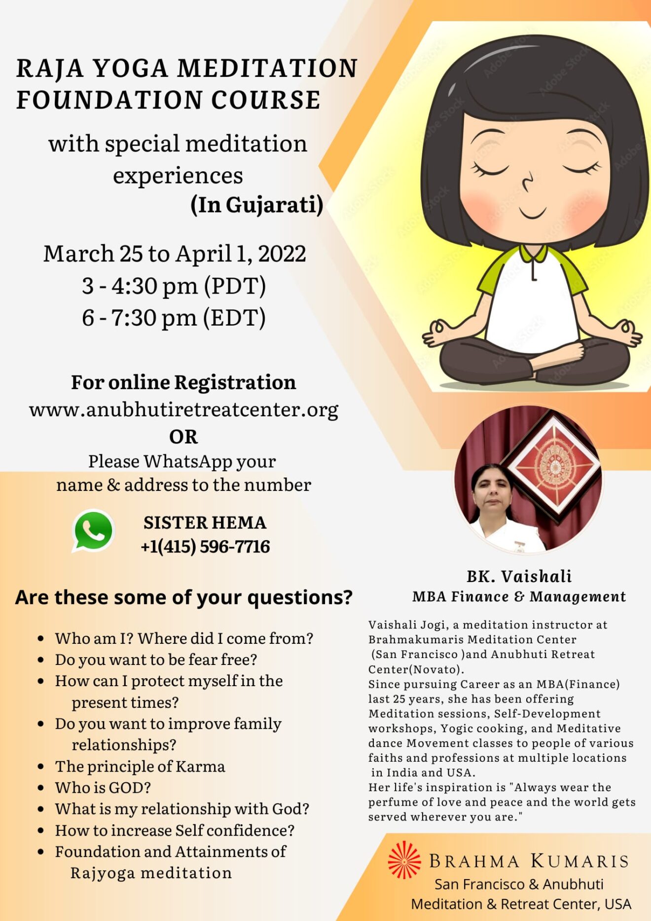 Gujarati Raja Yoga Meditation Course ~ Online – Anubhuti